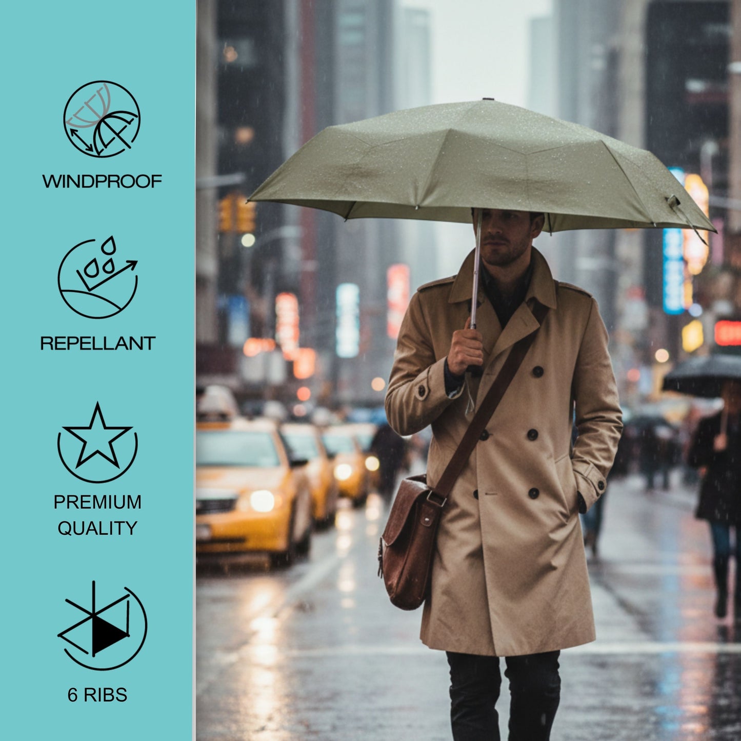 Knirps U.200 Ultra Light Automatic Rain Umbrella in Moss – One-Touch Auto Open/Close, Wind-Tunnel Tested, 37in Canopy, Aluminum Fiberglass Frame, Pocket-Size Travel Umbrellas, Cover Included