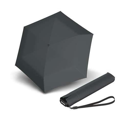 Knirps A.050 Ombrello Tascabile Manuale - Antivento Fino A 80km/h, Compatto 24cm, Create Black, Ingegneria Tedesca