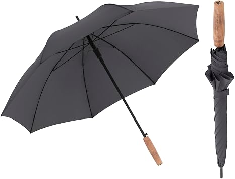 Knirps TIMBER Golf Umbrella for Rain & UV Protection Windproof Water Resistant Full Coverage Canopy Classic Large Walking Stick Umbrellas For Adults Designed with German Beech Wood Handle