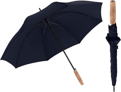 Knirps TIMBER Golf Umbrella for Rain & UV Protection Windproof Water Resistant Full Coverage Canopy Classic Large Walking Stick Umbrellas For Adults Designed with German Beech Wood Handle