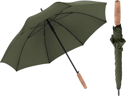 Knirps TIMBER Golf Umbrella for Rain & UV Protection Windproof Water Resistant Full Coverage Canopy Classic Large Walking Stick Umbrellas For Adults Designed with German Beech Wood Handle