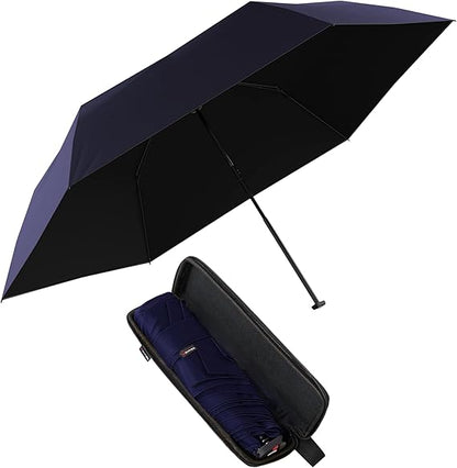 Knirps X4U My Clever Companion– 90cm Diameter Windproof Manual Open/Close Umbrella, Small and Compact Design for Travel and All Weather Protection, with Retractable Feature and Travel Case, Navy w/ Black Coating