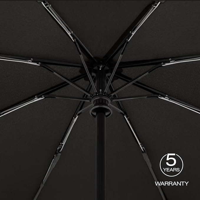 Knirps A.200 Medium Duomatic Windproof Rain Umbrella for Adults in Dark Grey with Black Coating – Automatic Open Close Design, 38.5" Wind Resistant Canopy, Durable Steel Frame, Travel Case Included