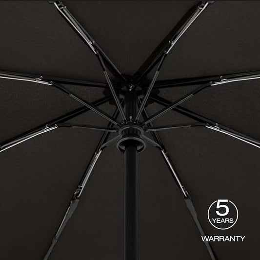 Knirps A.200 Medium Duomatic Windproof Rain Umbrella for Adults in Dark Grey with Black Coating – Automatic Open Close Design, 38.5" Wind Resistant Canopy, Durable Steel Frame, Travel Case Included