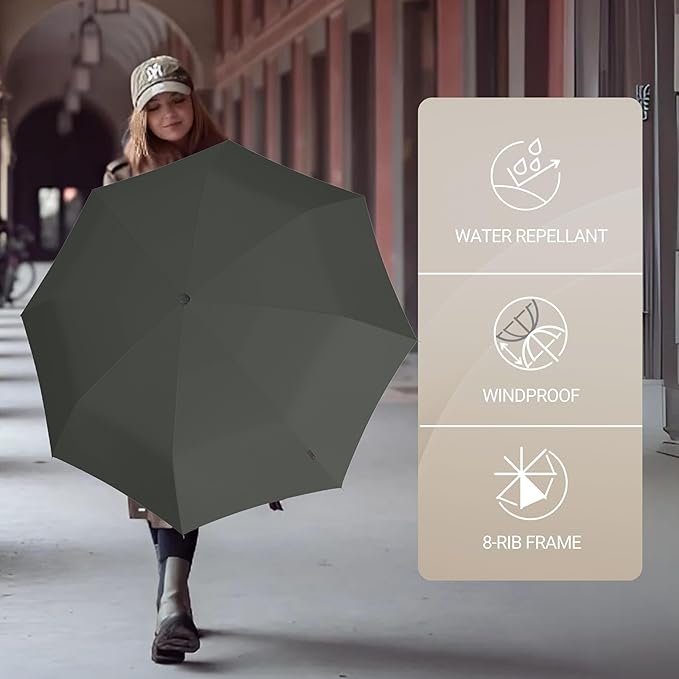 Knirps A.200 Medium Duomatic Windproof Rain Umbrella for Adults in Dark Grey with Black Coating – Automatic Open Close Design, 38.5" Wind Resistant Canopy, Durable Steel Frame, Travel Case Included