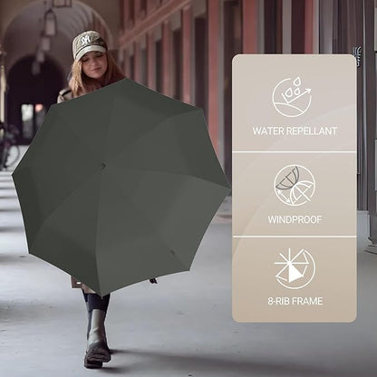 Knirps A.200 Medium Duomatic Windproof Rain Umbrella for Adults in Dark Grey with Black Coating – Automatic Open Close Design, 38.5" Wind Resistant Canopy, Durable Steel Frame, Travel Case Included