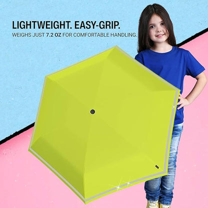 Knirps ROOKIE Kids Rain Umbrella with Reflective Safety Strip, 90cm Diameter