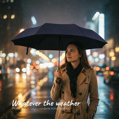 Knirps X4U My Clever Companion– 90cm Diameter Windproof Manual Open/Close Umbrella, Small and Compact Design for Travel and All Weather Protection, with Retractable Feature and Travel Case, Navy w/ Black Coating