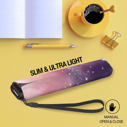 Knirps US.050 Compact Lightweight Travel Umbrella in Cosmic, Manual Open, 4-in-1 Heat Shield UPF 50+ Blocks 99.95% UV, Reduces Temp 40%, Cuts Glare 99.99%, Windproof 75mph, Pocket Size
