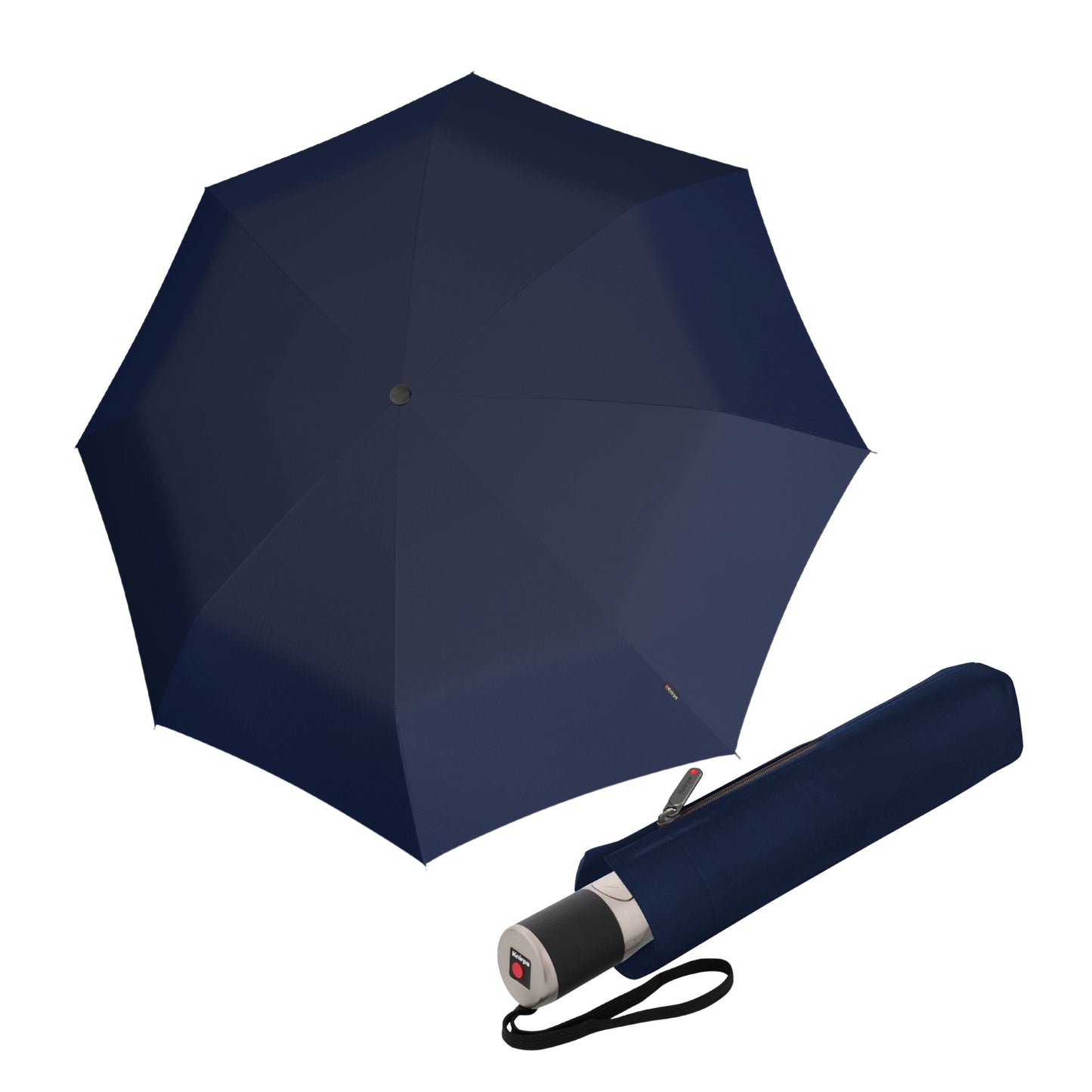 Knirps C.241 Chrome Matt Duomatic Umbrella for Adults - Automatic Open and Close, Vegan Leather Handle, Wind Resistant Steel Fiberglass Frame, 39in Canopy, Protective Sleeve Included