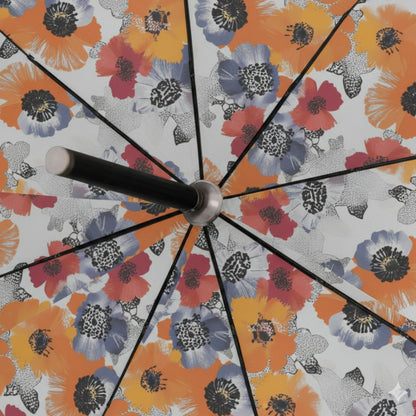 Knirps A.760 Curved Handle Rain Umbrella for Adults in Poppy – 42" Windproof Automatic Open Canopy, Ultra Lightweight Steel Aluminum Frame with Large Button, Rounded Tips, Polyester Case Included
