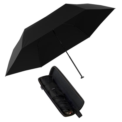 Knirps X4U My Clever Companion– 90cm Diameter Windproof Manual Open/Close Umbrella, Small and Compact Design for Travel and All Weather Protection, with Retractable Feature and Travel Case, Black w/ Black Coating