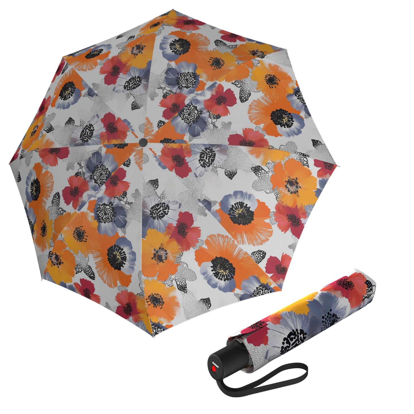 Knirps A.200 Medium Duomatic Windproof Rain Umbrella for Adults in Poppy – Automatic Open Close Design, 38.5" Wind Resistant Canopy, Durable Steel Frame, Travel Case Included