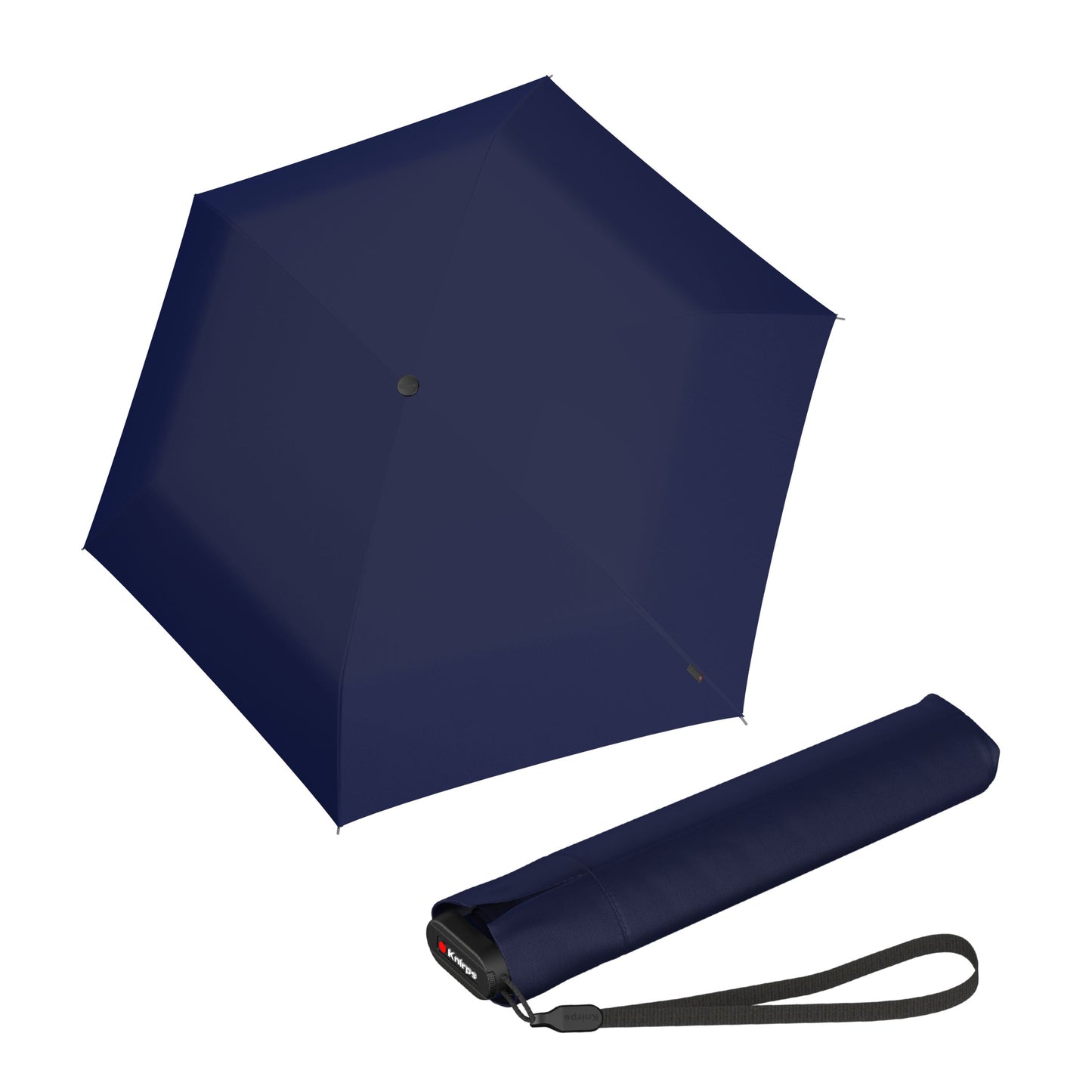 Knirps US.050 Compact Lightweight Travel Umbrella in Navy, Manual Open, 4-in-1 Heat Shield UPF 50+ Blocks 99.95% UV, Reduces Temp 40%, Cuts Glare 99.99%, Windproof 75mph, Pocket Size
